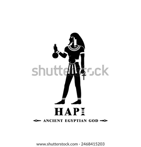 Ancient egyptian god hapi silhouette, middle east god Logo