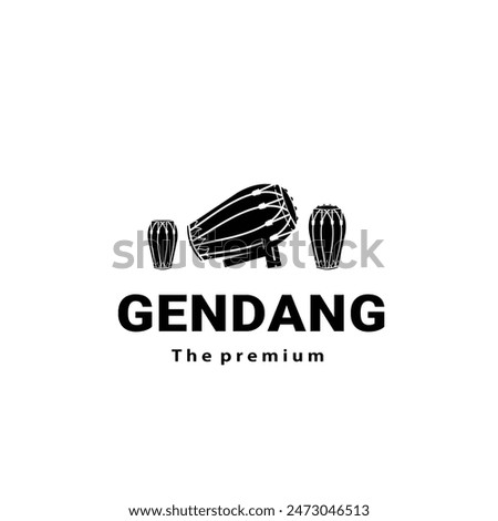 musical instrument traditional logo illustration, gendang silhouette suitable for music store and community