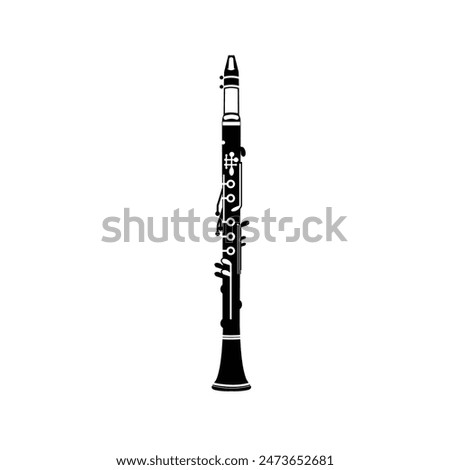 wind instrument logo illustration, clarinet silhouette suitable for music stores and communities