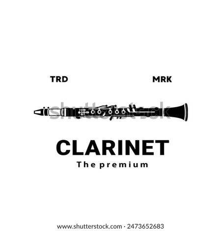 wind instrument logo illustration, clarinet silhouette suitable for music stores and communities