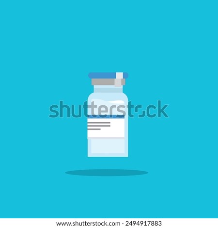 Medical and pharmacy concept. vaccine bottle, Health hipster illustration in flat style.