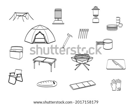 The illustration of camping items.