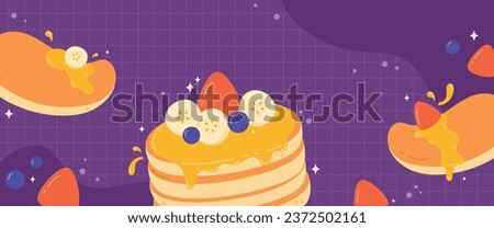 Flat design of cute pancake day banner vector