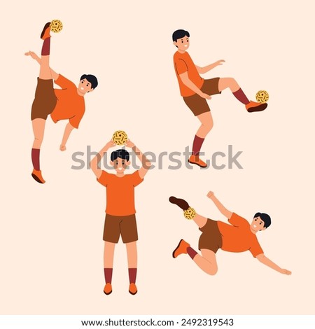 Sepak takraw set collection vector illustration