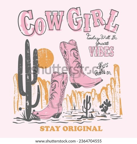 pink color desert cowgirl vector prints, Western sublimation item, country retro western element