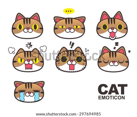 Cat face emoticon isolated background
