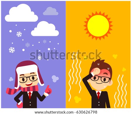 Vector Character, Weather Forecast Reporter with different weather, Symbol, Sign 