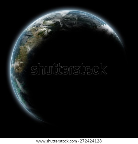 Planet Earth space scene with lit up visible outline - Elements of this Image Furnished By NASA