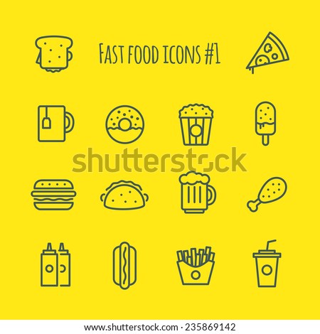Fast Food Line Icons Set 1
