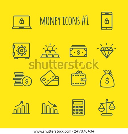 Money Vector Line Icons Set 1