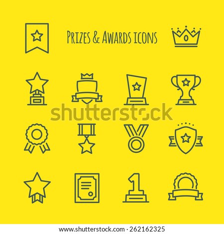 Prizes & Awards Vector Line Icons Set