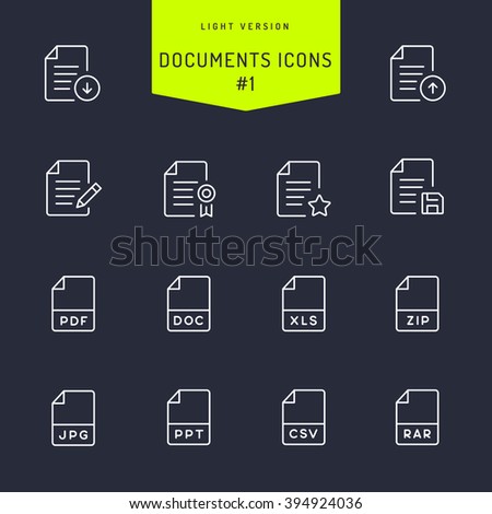 Documents Light Line Icons 