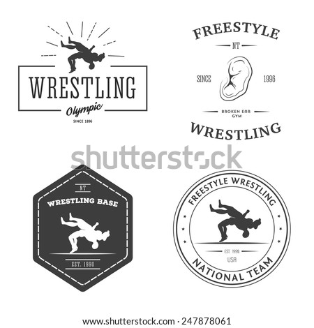 Set of wrestling logos, labels and badges. Templates for your design