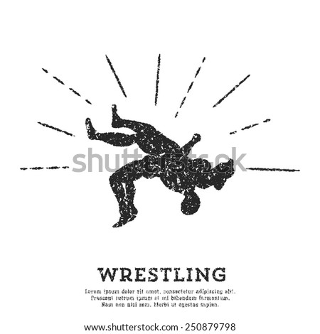 Wrestling throw vintage logotype. Design template. Sport theme