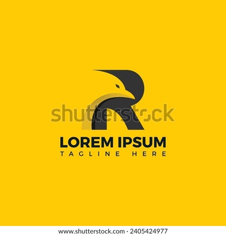 R letter Raven Logo design template