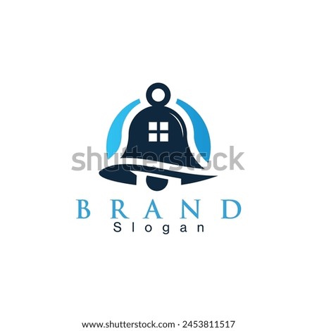 This logo is made using house and bell elements in a simple and modern style.