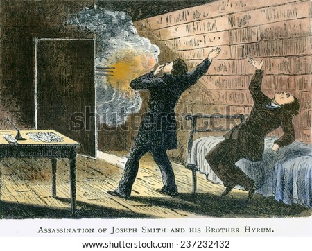 Joseph and Hyrum Smith murdered in the Carthage Jail An anti-Mormon mob stormed the jail and fired through the closed door.