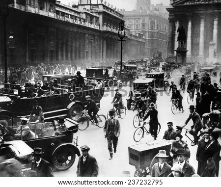 English General Strike Londoners in front of the Bank of England.