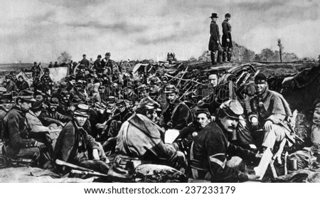 The Battle of Petersburg, Union soldiers in trenches prior to the battle, 1864, from The New York Times.