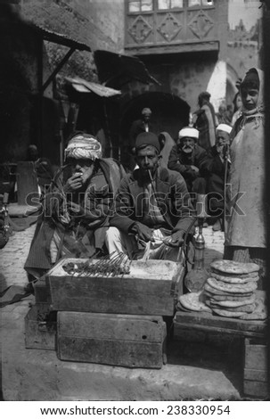 Jerusalem, meatball vendor, photograph by American Colony Photo Department, 1900-1920