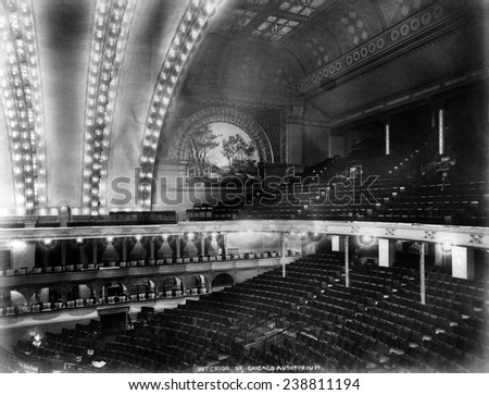 Chicago. The Chicago Auditorium, interior ceiling and stage from the balcony.