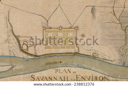 The American Revolution. Plan of Savannah & its environs. Manuscript map. 1782