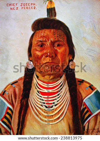 Chief Joseph, Nez Perce chief, head-and-shoulders portrait, facing front] / E.A. Burbank, Nespelem, Wash, color halftone ca. 1897