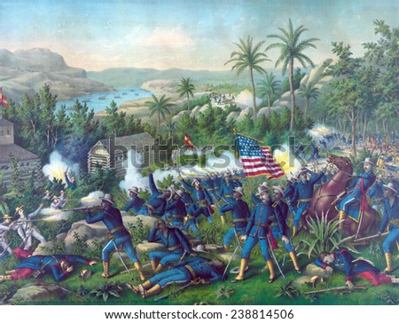 The Spanish American War The Battle of Las Guasimas The 9th and 10th colored cavalry in support of rough riders near a Spanish position in the jungles surrounding Santiago