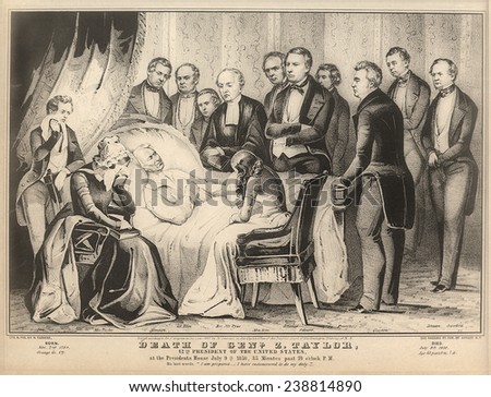 Zachary Taylor. Death of President Zachary Taylor. Taylor on his death bed, in the White House, July, 1850.