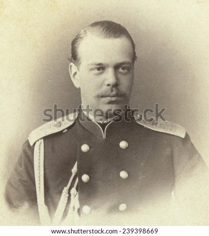 Tsar Alexander III Alexandrovich, (1845-1894), Emperor of Russia from 13 March 1881 until his death in 1894. Carte de visite by Levitskii, St. Petersburg, ca.1870-1886.
