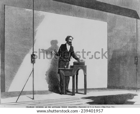 Charles Dickens (1812-1870) as he appeared during his American lecture tour, in Boston in the 1860\'s.