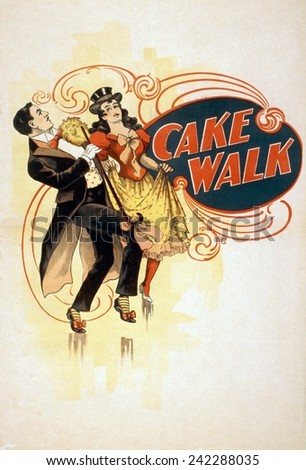 The Cake Walk was a popular dance in theater and ballrooms in the 1890's. The dance originated in Antebellum slave communities, as a satire of the stiff formality of aristocratic dancing. 1898