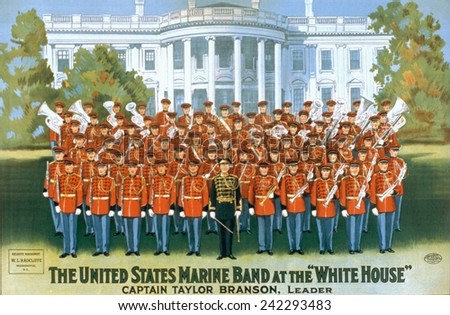 The United States Marine Band at the White House was lead by Taylor Branson from 1937-1940, 20th Leader of the Marine Band. 1928.