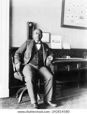 Arthur Simmons, African American White House staff member, in office lobby at beginning of McKinley administration. 1900. African Americans served on White House staff in the 19th and 20th centuries.
