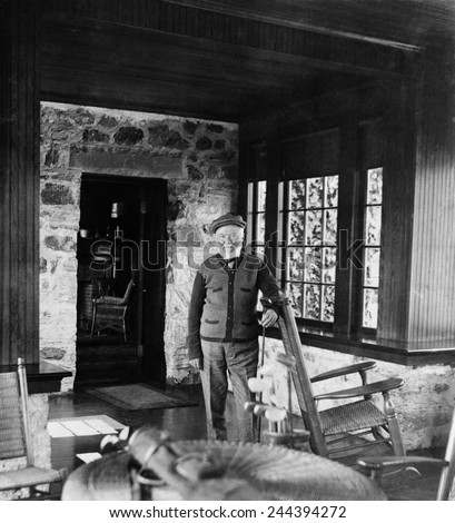 Andrew Carnegie in his golf cottage near St. Andrews Golf Links Westchester Co. N.Y. 1911.