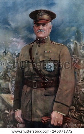 General John Pershing, commander of U.S. Expeditionary Forces in France during WWI. 1919 Portrait by G. Gamarra.