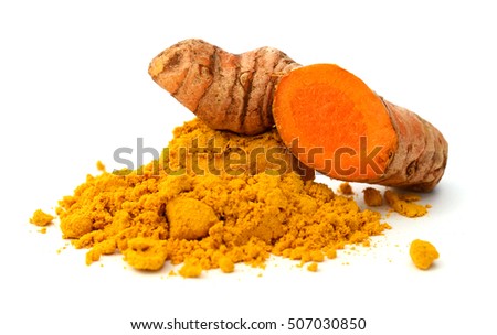 Similar – Image, Stock Photo Turmeric roots and powder in a white bowl on a grey wooden table. Close up. Spice.