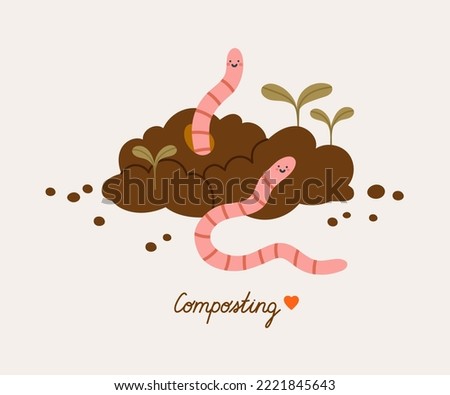 Image, Stock Photo Compost lettering, on a sign of a waste container for waste separation on environmental protection and climate change.