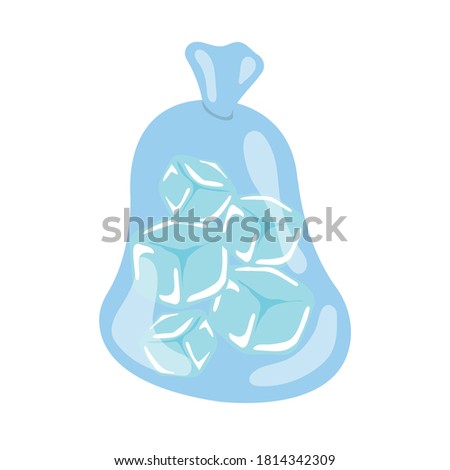 A bag of ice cubes isolated in white background