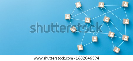 Image, Stock Photo Abstract teamwork, network and community concept on a blue background