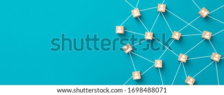 Similar – Image, Stock Photo Abstract teamwork, network and community concept on a blue background