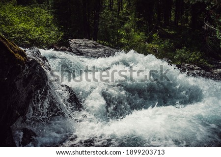 Similar – Image, Stock Photo mountain river with tall cliffs and green plants in a canyon