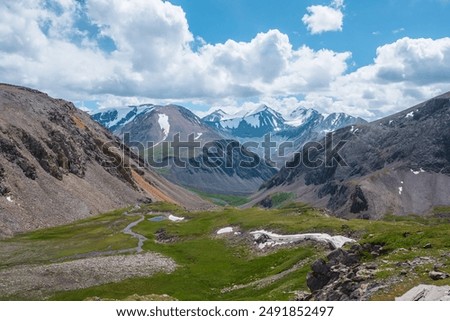 Image, Stock Photo Mountain lake against mountain backdrop