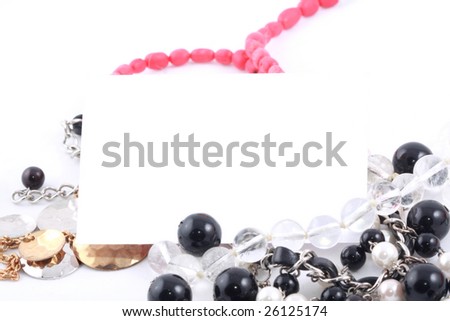 Contact card with beads and jewelry