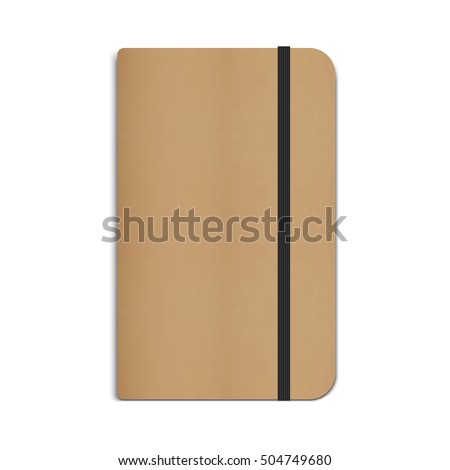 Realistic Moleskin Notebook, Diary, Planner with Black Elastic Band. Vector