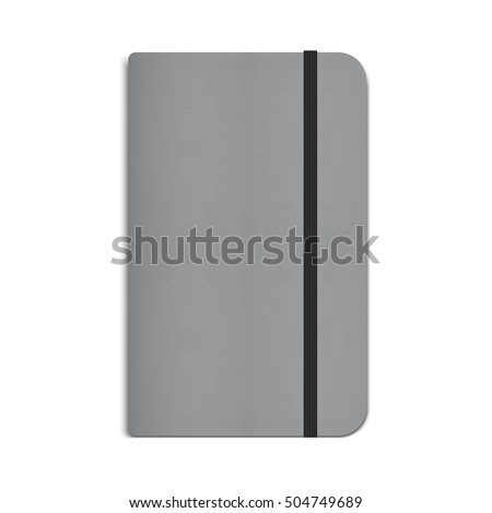 Realistic Moleskin Notebook, Diary with Black Elastic Band. Vector