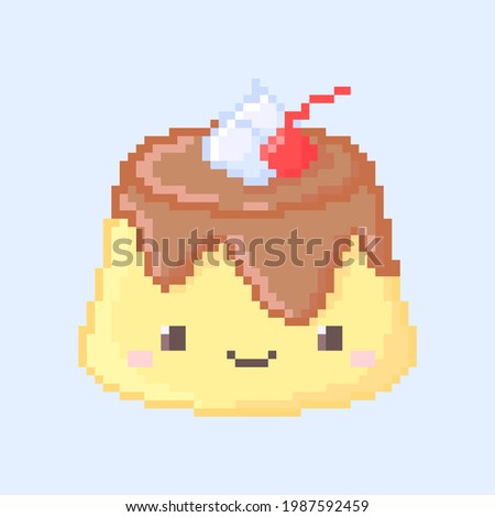 Illustration vector graphic of cute custard pudding pixel