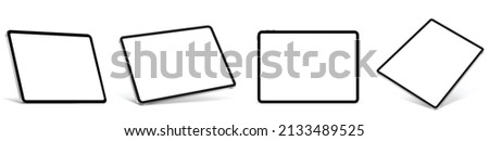 Realistic tablet mockup with blank screen. tablet vector isolated on white background. tablet different angles views. Vector illustration