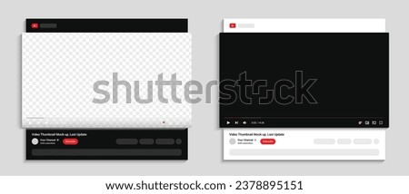 video player mockup. web video frame template. channel video screen mockup. vector illustration