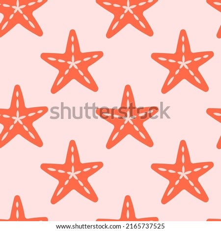 Abstract seamless pattern with starfish in flat style